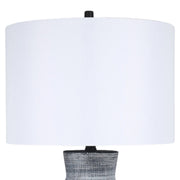 Classy Living Textured Aura 29in Ceramic Table Lamp Set of 2 | Modern Textured Black and White Ceramic with White Linen Drum Shade | Model ECL3578