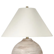Classy Living Rustic Sphere 28in Ceramic Table Lamp Set of 2 | Rustic Natural Bisque Ceramic with Off White Linen Coolie Shade | Model ECL3582