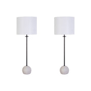 Classy Living Urban Sphere 33in Concrete Table Lamp Set of 2 | Modern Matte Black Metal and Off White Linen | Dining Room & Living | Model KTL3380