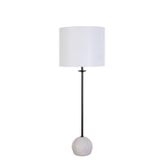 Classy Living Urban Sphere 33in Concrete Table Lamp Set of 2 | Modern Matte Black Metal and Off White Linen | Dining Room & Living | Model KTL3380