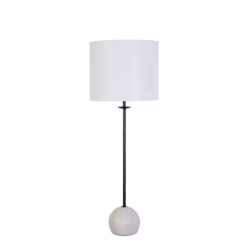 Classy Living Urban Sphere 33in Concrete Table Lamp Set of 2 | Modern Matte Black Metal and Off White Linen | Dining Room & Living | Model KTL3380