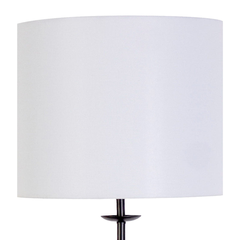 Classy Living Urban Sphere 33in Concrete Table Lamp Set of 2 | Modern Matte Black Metal and Off White Linen | Dining Room & Living | Model KTL3380