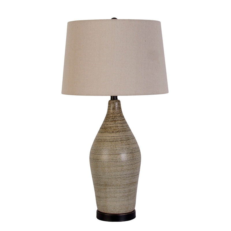 Classy Living Serene Stone 28in Ceramic Table Lamp Set of 2 | Modern Natural Stone and Matte Black Metal | Bedroom & Console Table | Model KTL3382