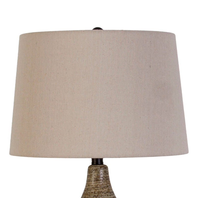 Classy Living Serene Stone 28in Ceramic Table Lamp Set of 2 | Modern Natural Stone and Matte Black Metal | Bedroom & Console Table | Model KTL3382