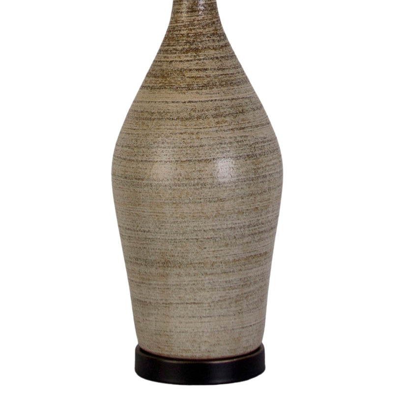 Classy Living Serene Stone 28in Ceramic Table Lamp Set of 2 | Modern Natural Stone and Matte Black Metal | Bedroom & Console Table | Model KTL3382