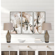 Classy Living Serene Stone 28in Ceramic Table Lamp Set of 2 | Modern Natural Stone and Matte Black Metal | Bedroom & Console Table | Model KTL3382