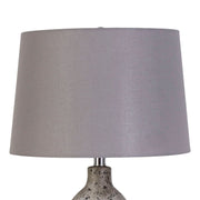 Classy Living Stonehaven 27in Ceramic Table Lamp Set of 2 | Modern Natural Grey Stone and Grey Linen | Bedroom & Reading Nook | Model KTL3384