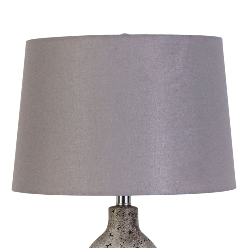 Classy Living Stonehaven 27in Ceramic Table Lamp Set of 2 | Modern Natural Grey Stone and Grey Linen | Bedroom & Reading Nook | Model KTL3384