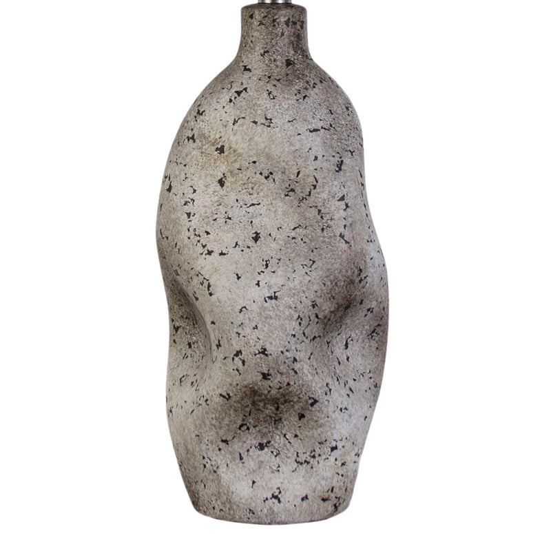 Classy Living Stonehaven 27in Ceramic Table Lamp Set of 2 | Modern Natural Grey Stone and Grey Linen | Bedroom & Reading Nook | Model KTL3384