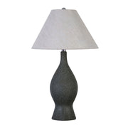 Classy Living Cerulean 27in Ceramic Table Lamp Set of 2 | Modern Blue Grey Ceramic and Natural Linen | Bedroom & Console Table | Model KTL3386