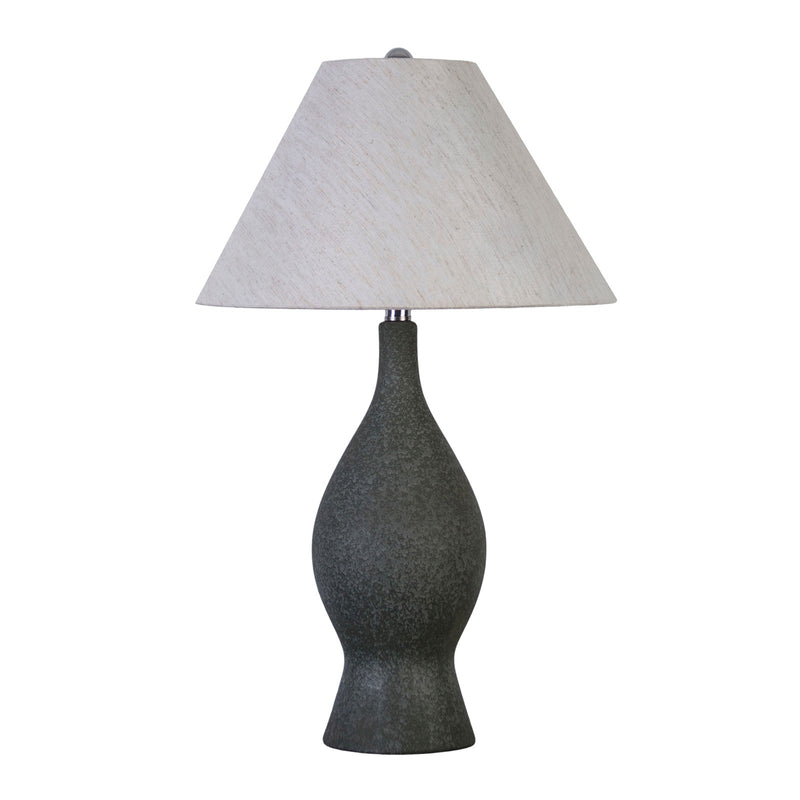 Classy Living Cerulean 27in Ceramic Table Lamp Set of 2 | Modern Blue Grey Ceramic and Natural Linen | Bedroom & Console Table | Model KTL3386