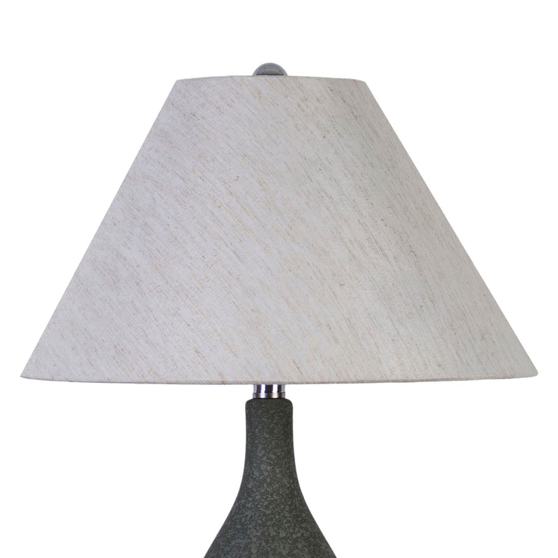 Classy Living Cerulean 27in Ceramic Table Lamp Set of 2 | Modern Blue Grey Ceramic and Natural Linen | Bedroom & Console Table | Model KTL3386