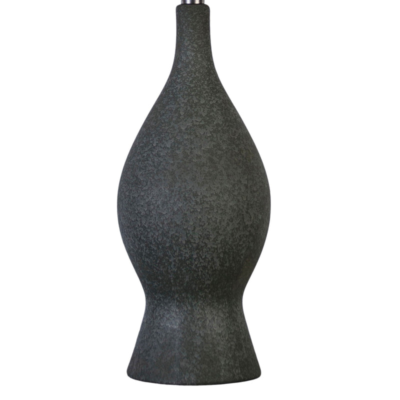 Classy Living Cerulean 27in Ceramic Table Lamp Set of 2 | Modern Blue Grey Ceramic and Natural Linen | Bedroom & Console Table | Model KTL3386