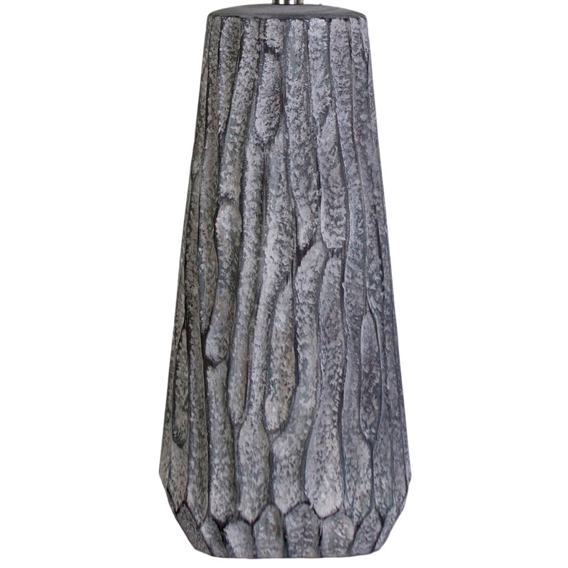 Classy Living Textured Elegance 17in Ceramic Table Lamp Set of 2 | Modern Grey Ceramic and Natural Linen | Bedroom Nightstand | Model KTL3388