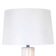 Classy Living Sculpted Elegance 17in Ceramic Table Lamp Set of 2 | Contemporary White Sand Ceramic and White Linen | Bedroom | Model KTL3390