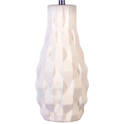 Classy Living Sculpted Elegance 17in Ceramic Table Lamp Set of 2 | Contemporary White Sand Ceramic and White Linen | Bedroom | Model KTL3390