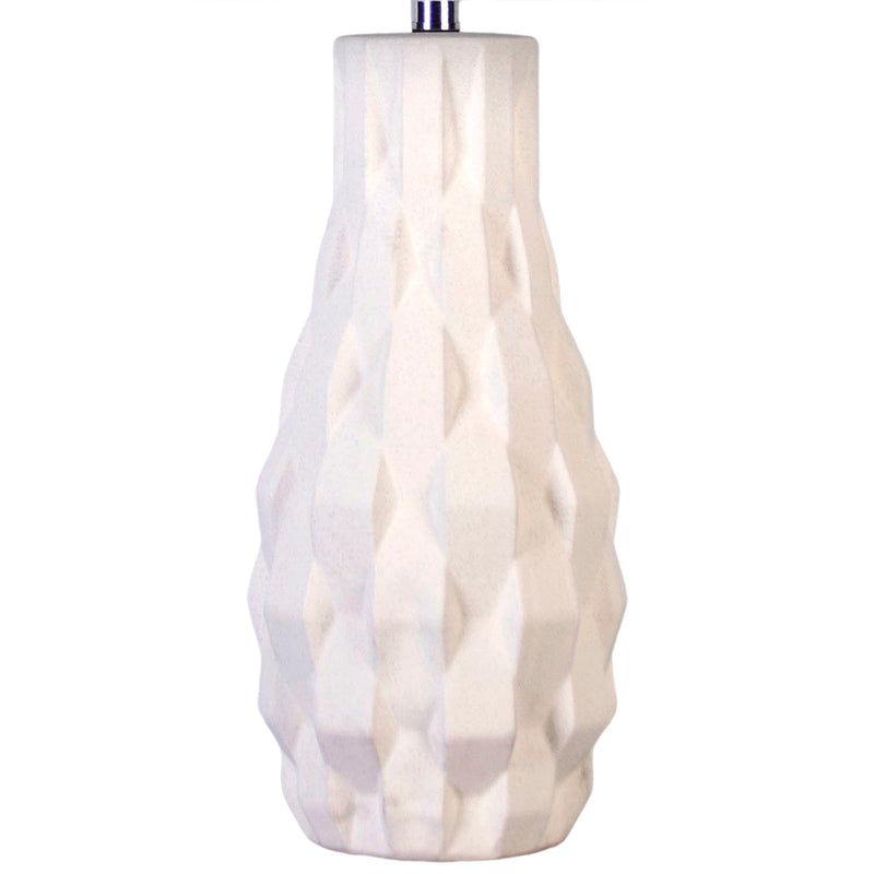 Classy Living Sculpted Elegance 17in Ceramic Table Lamp Set of 2 | Contemporary White Sand Ceramic and White Linen | Bedroom | Model KTL3390