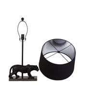 Classy Living Panther Noir 16in Polyresin Table Lamp Set of 2 | Modern Black Resin and Black Silk-Like Shade | Living Room Console | Model KTL3392