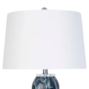 Classy Living Tidal Elegance 30in Art Glass Table Lamp Set of 2 | Modern Deep Sea Swirl and Clear Crystal with White Linen Shade | Model KTL3584