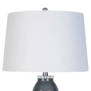Classy Living Crystal Breeze 16in Table Lamp Set of 2 | Modern Grey Cloud Glass and White Linen | Bedroom & Living Room | Model KTL3586