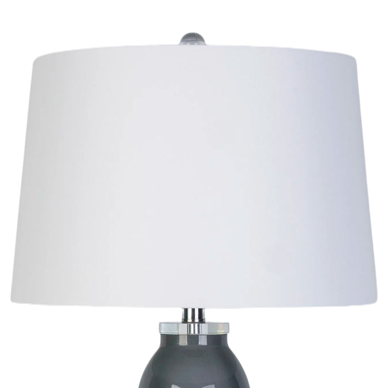 Classy Living Crystal Breeze 16in Table Lamp Set of 2 | Modern Grey Cloud Glass and White Linen | Bedroom & Living Room | Model KTL3586