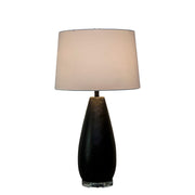 Classy Living Obsidian Drift 16in Table Lamp Set of 2 | Modern Black Grain Concrete and White Linen | Bedroom & Living Room | Model KTL3588