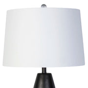 Classy Living Obsidian Drift 16in Table Lamp Set of 2 | Modern Black Grain Concrete and White Linen | Bedroom & Living Room | Model KTL3588