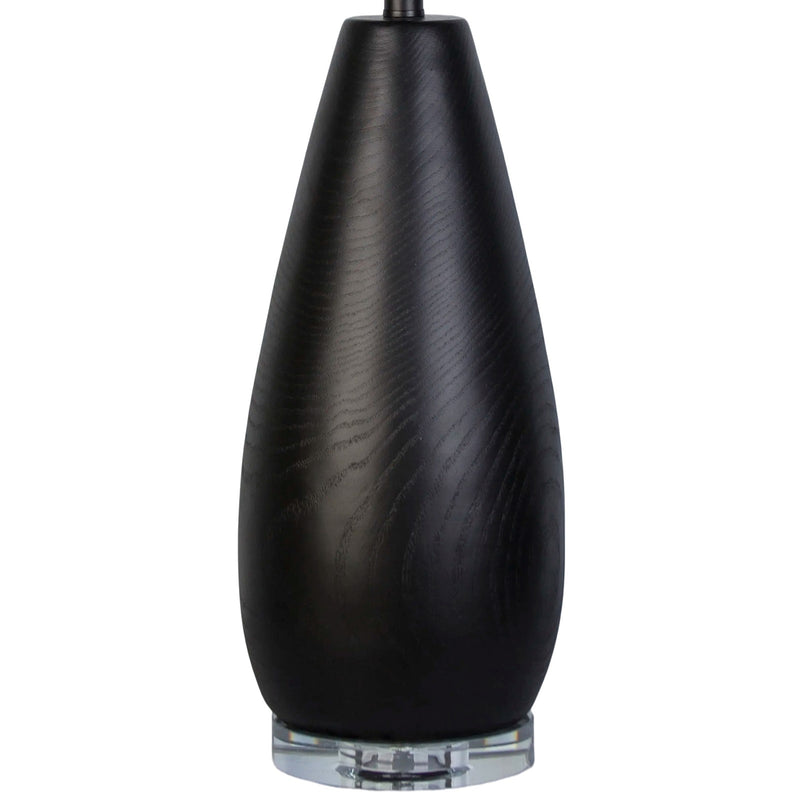 Classy Living Obsidian Drift 16in Table Lamp Set of 2 | Modern Black Grain Concrete and White Linen | Bedroom & Living Room | Model KTL3588