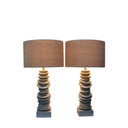 Classy Living Sculpted Drift 30in 1-Light Table Lamp | Coastal Distressed White Resin and Tan Linen | Bedside & Console Accent | Model KTL3590