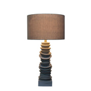 Classy Living Sculpted Drift 30in 1-Light Table Lamp | Coastal Distressed White Resin and Tan Linen | Bedside & Console Accent | Model KTL3590