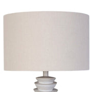 Classy Living Sculpted Drift 30in 1-Light Table Lamp | Coastal Distressed White Resin and Tan Linen | Bedside & Console Accent | Model KTL3590