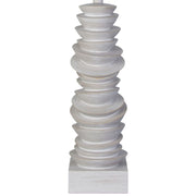 Classy Living Sculpted Drift 30in 1-Light Table Lamp | Coastal Distressed White Resin and Tan Linen | Bedside & Console Accent | Model KTL3590