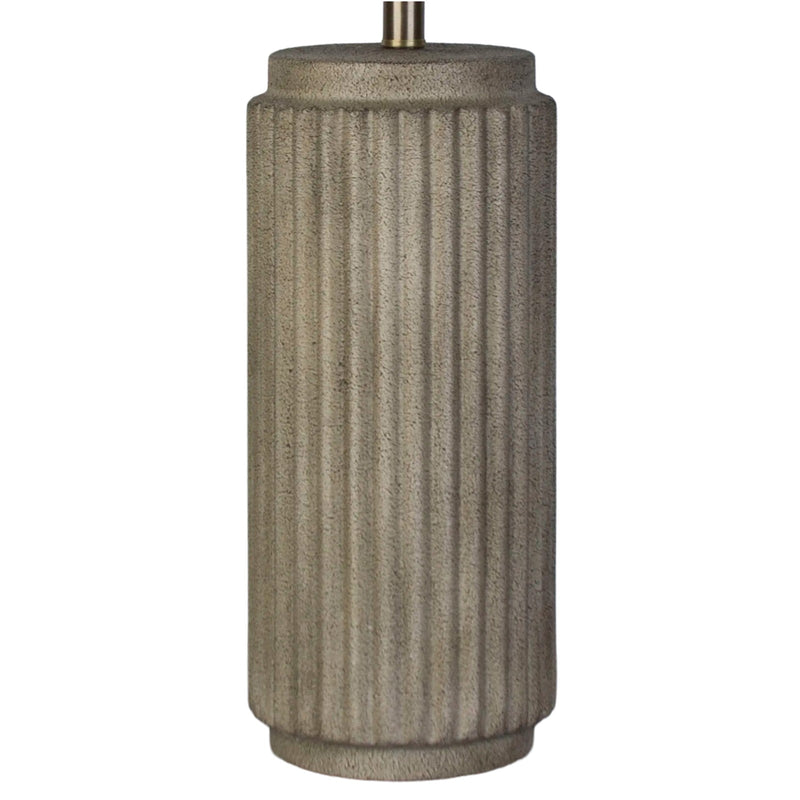 Classy Living Ribbed Essence 28in 1-Light Table Lamp Set | Modern Ribbed Stonewash Ceramic and Off White Linen | Bedroom & Living | Model KTL3592