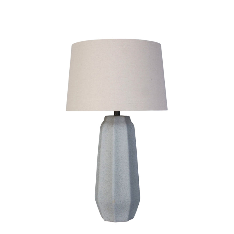 Classy Living Speckled Stone 17in Table Lamp Set of 2 | Contemporary Ceramic and Black Metal with Natural Linen | Bedroom & Living | Model KTL3594