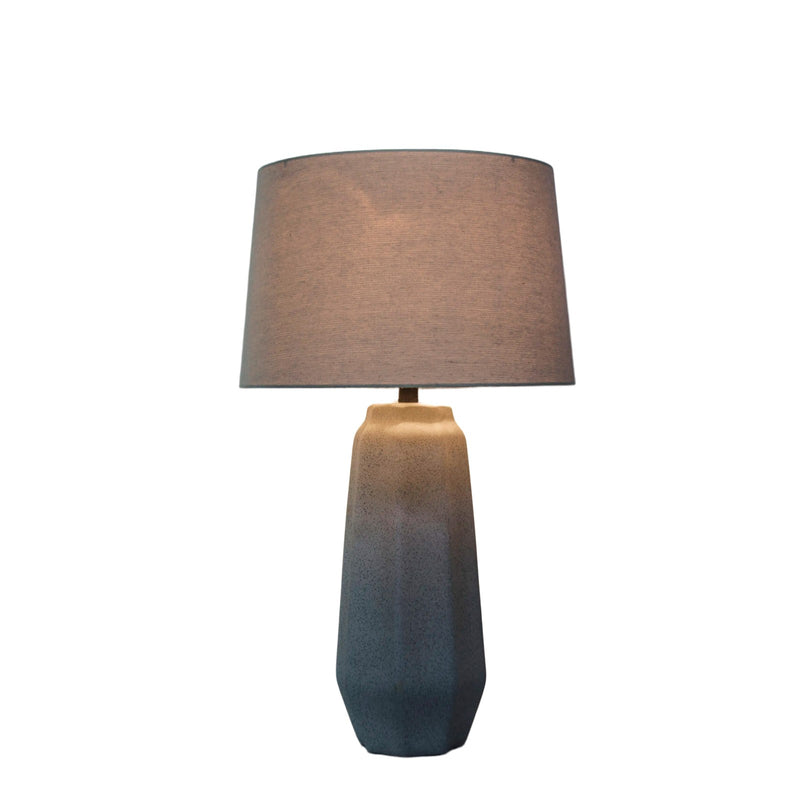 Classy Living Speckled Stone 17in Table Lamp Set of 2 | Contemporary Ceramic and Black Metal with Natural Linen | Bedroom & Living | Model KTL3594