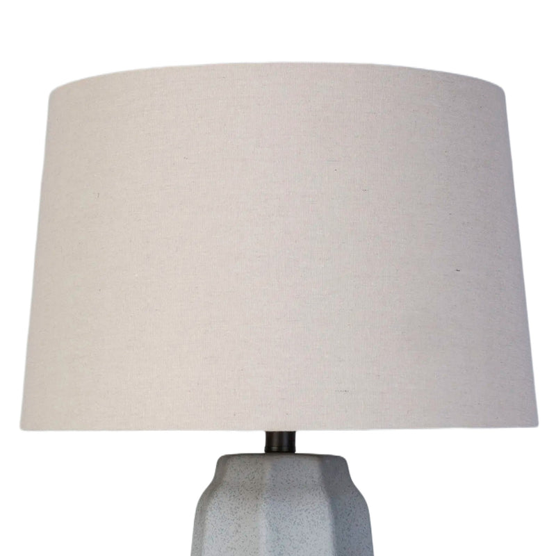 Classy Living Speckled Stone 17in Table Lamp Set of 2 | Contemporary Ceramic and Black Metal with Natural Linen | Bedroom & Living | Model KTL3594