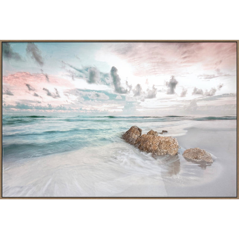 Classy Living Mesmerizing Blush Tide 32"x48" Gloss Canvas, Beige/Black