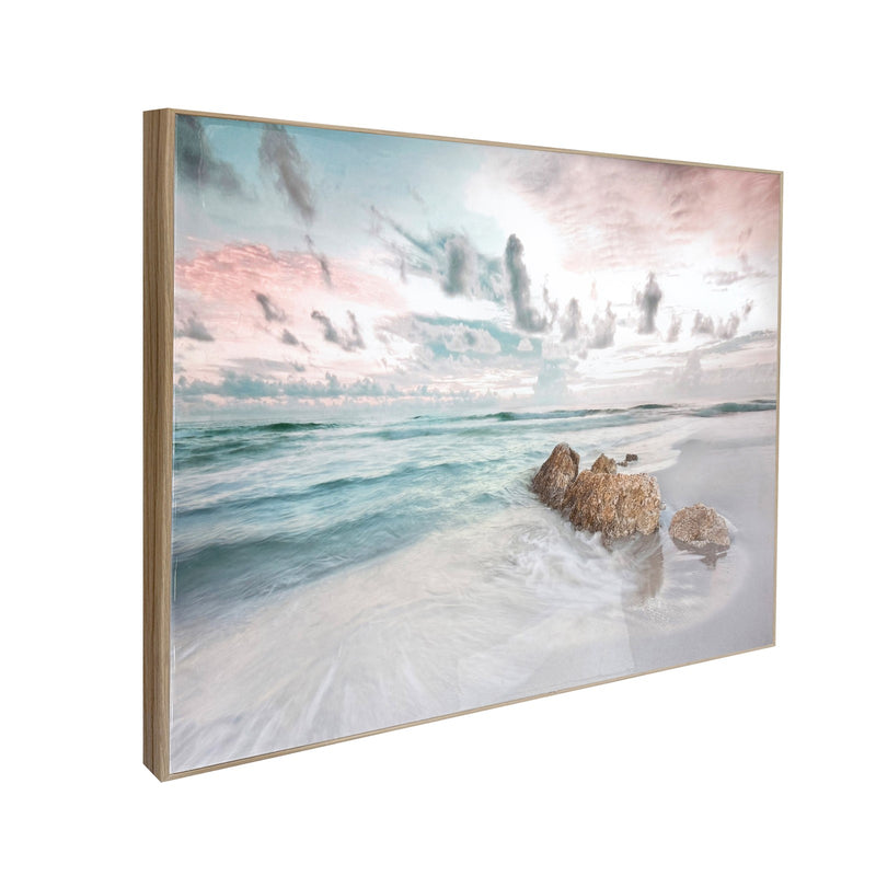 Classy Living Mesmerizing Blush Tide 32"x48" Gloss Canvas, Beige/Black