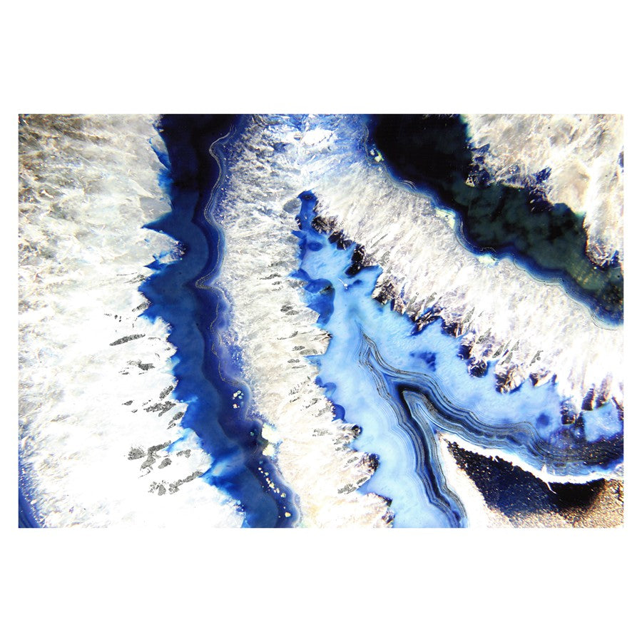 Classy Living Blue Quartz I Frameless Glass Wall Art 60"x40", Multi