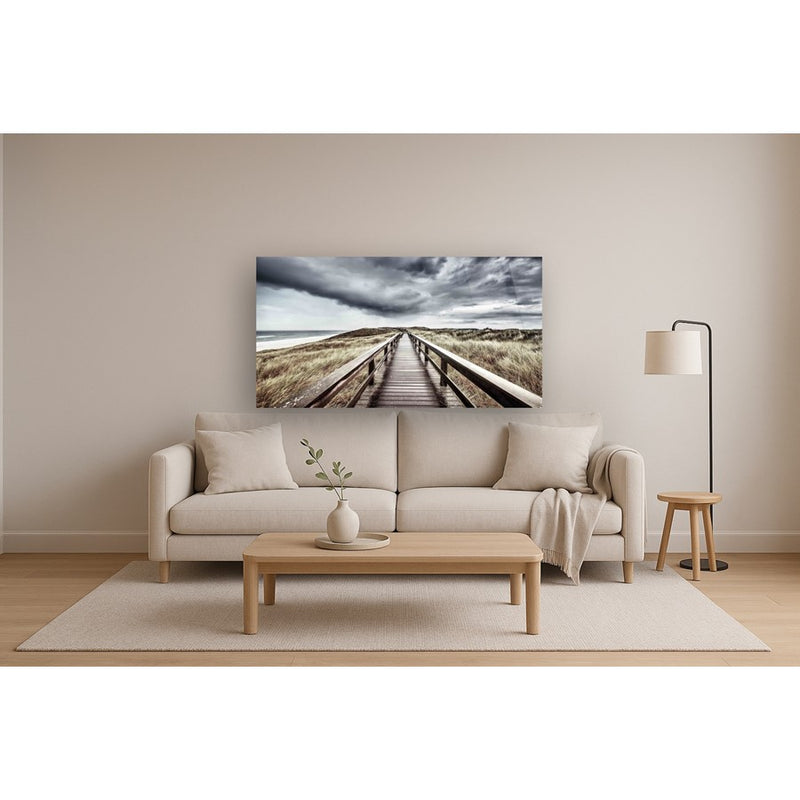 Classy Living Beach Boardwalk Frameless Glass Wall Art 60"x40", Multi