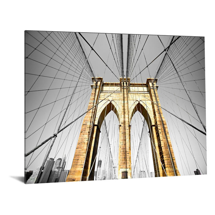 Classy Living Brooklyn Bridge,Tempered Glass Wall Art 60"x40", Multi