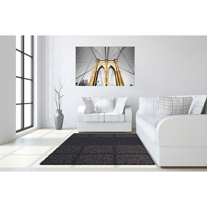 Classy Living Brooklyn Bridge,Tempered Glass Wall Art 60"x40", Multi