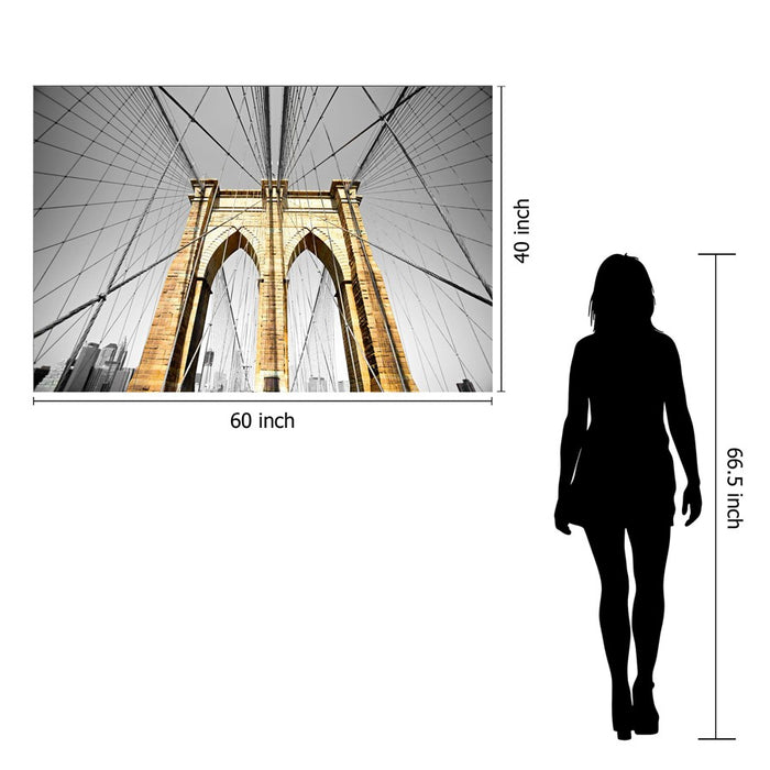 Classy Living Brooklyn Bridge,Tempered Glass Wall Art 60"x40", Multi