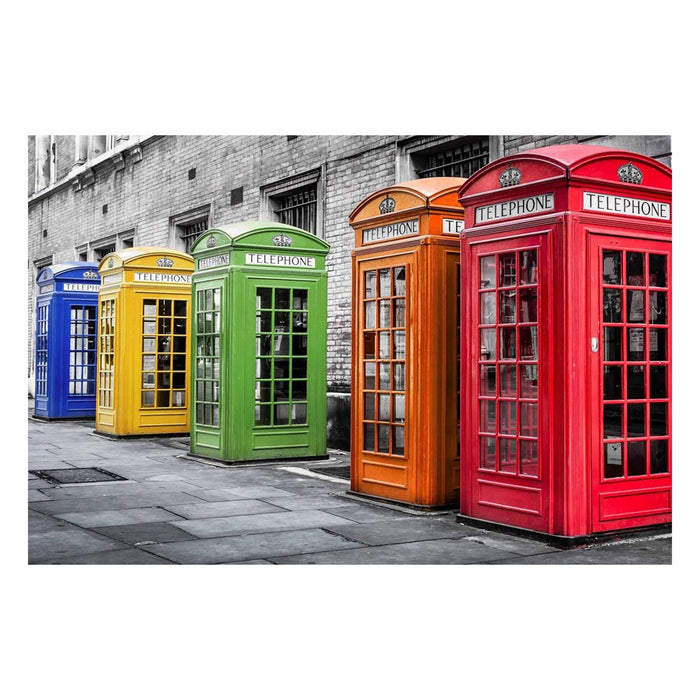 Classy Living Phone Booths,Tempered Glass Wall Art 60"x40", Multi