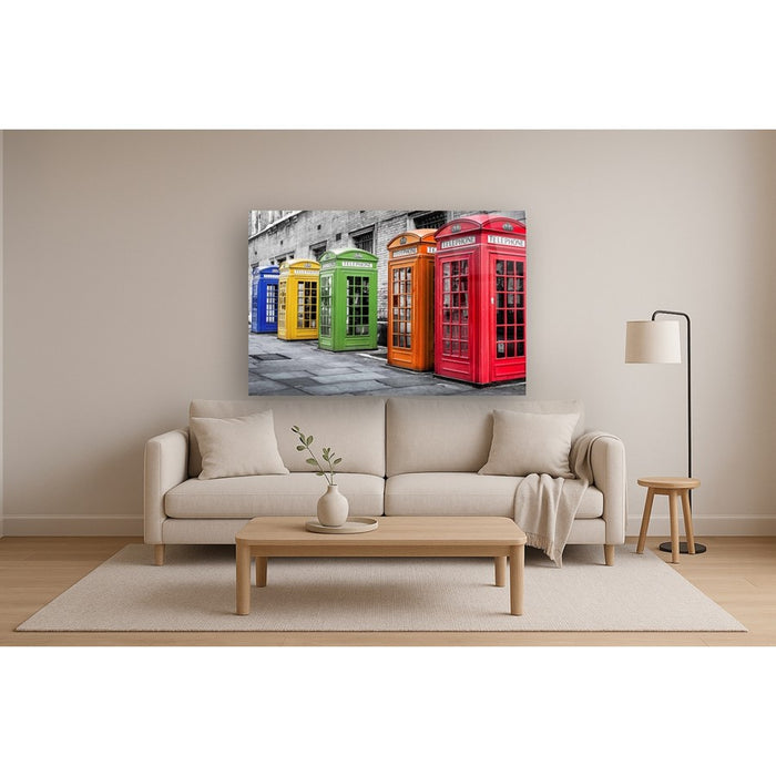 Classy Living Phone Booths,Tempered Glass Wall Art 60"x40", Multi