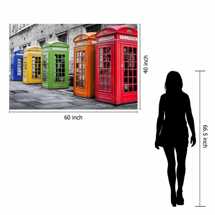 Classy Living Phone Booths,Tempered Glass Wall Art 60"x40", Multi