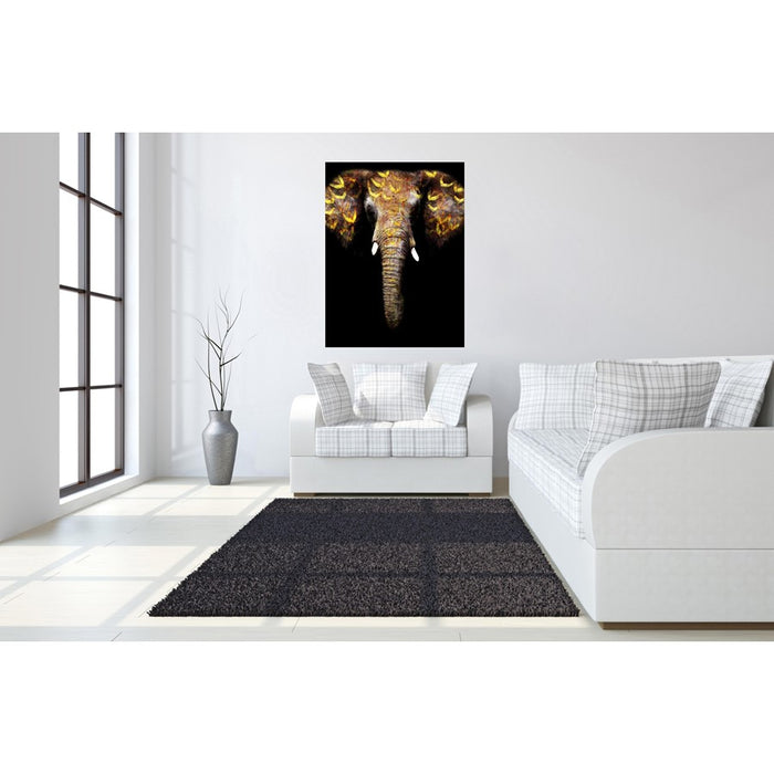 Classy Living Gold Tribal Elephantless Glass Wall Art 40"x60", Multi
