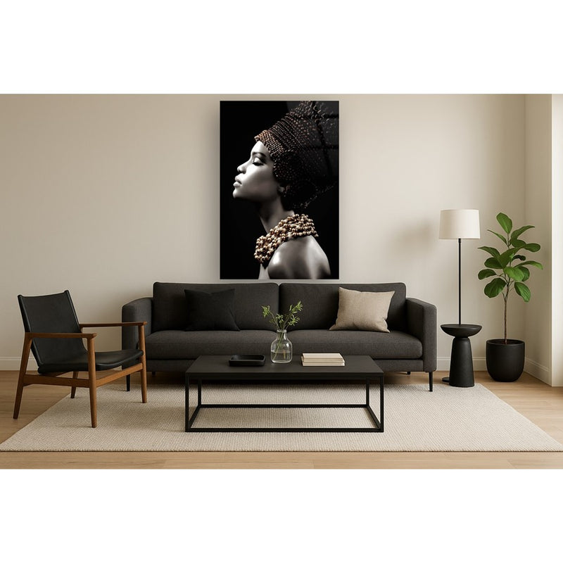 Classy Living Sultry Profile Frameless Glass Wall Art 40"x60", Black