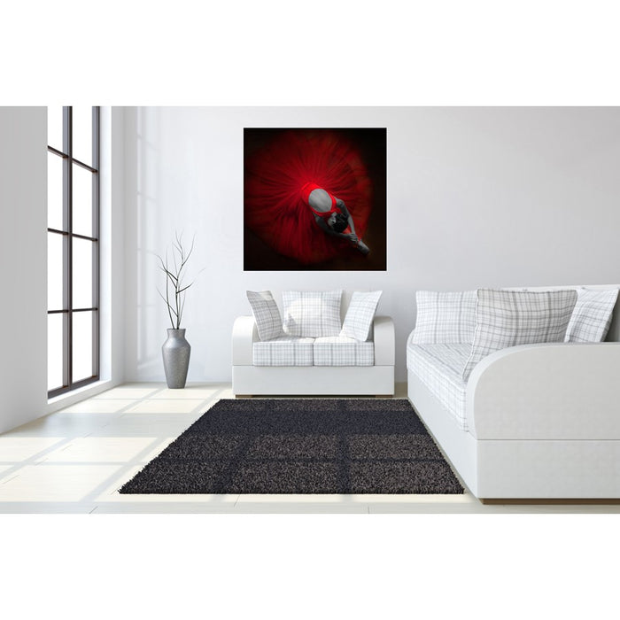 Classy Living Velvet Rehearsalless Tempered Glass Wall Art 50"x50", Red
