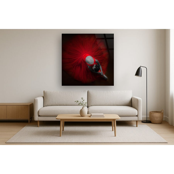 Classy Living Velvet Rehearsalless Tempered Glass Wall Art 50"x50", Red